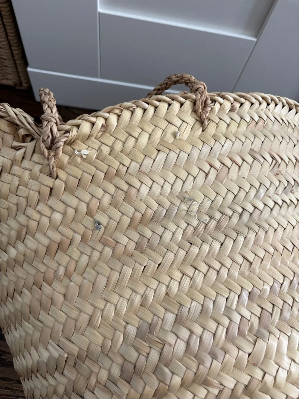 Handwoven Natural Straw Tote with Shell Accent - Natural